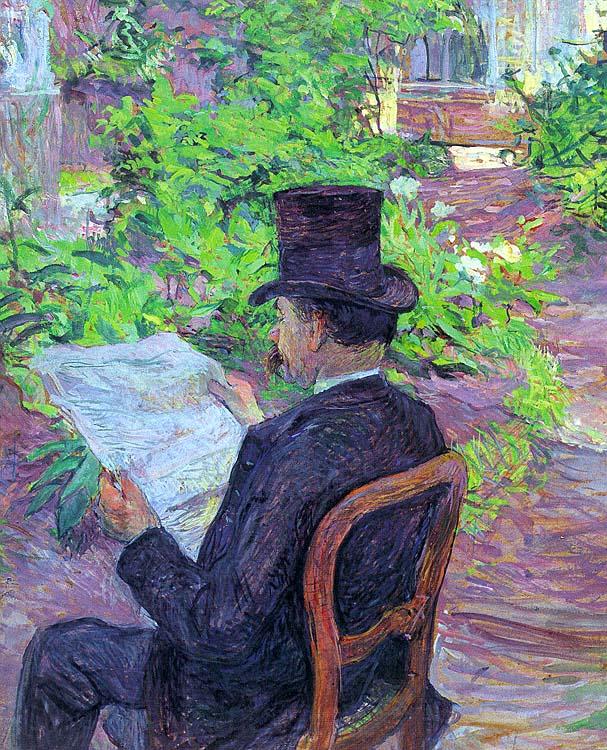  Henri  Toulouse-Lautrec Desire Dihau Reading a Newspaper in the Garden Norge oil painting art